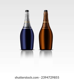 Realistic luxury red wine bottle mockup isolated