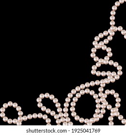 Realistic luxury string of pearls on black background. Vector Illustration EPS10