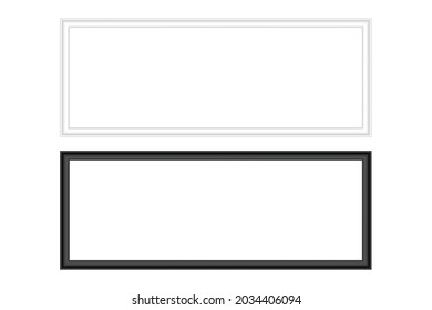 Realistic Luxury White Black Picture Frame Isolated On White Background. Vector Illustration