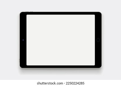 una tableta realista sobre fondo blanco