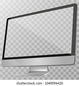 Realistic mac computer monitor isolated on transparent background. Vector imac mockup. Vector illustration.