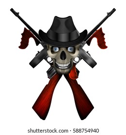 realistic machine with a skull wearing a hat.
