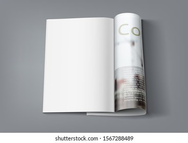 Realistic Magazine With Clear Page For Your Content. EPS10 Vector