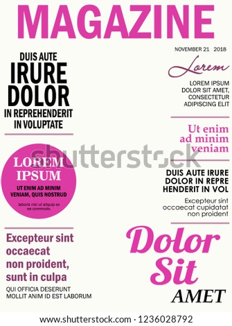 Realistic magazine front page template. vector illustration