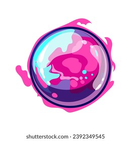 caricatura realista sobre la esfera mágica de la bola. efecto de cristal, objeto abstracto, signo de esfera mágica brillante transparente y realista. ilustración vectorial de símbolo aislado