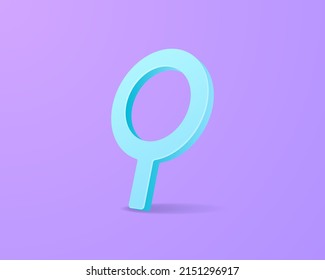 Realistic magnifier 3d icon design illustrations. Find, search, magnifying glass vector design concept