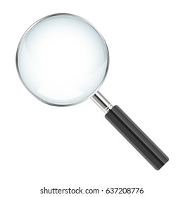 Realistic magnifier isolated on white background - vector illustration