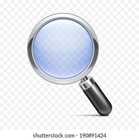 Realistic magnifying glass, isolated background