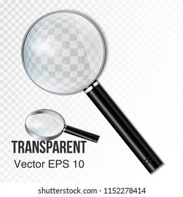 Realistic magnifying glass Isolated on a transparent background. Magnifying tool for research and search for your design. Vector Illustration