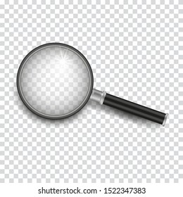 realistic magnifying glass isolated on transparent background, vector illustration