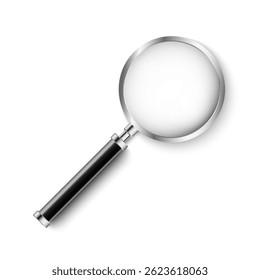 Realistic Magnifying glass isolated on white background, vector illustration