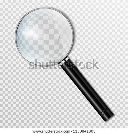 Realistic magnifying glass Isolated on a transparent background. Magnifying tool for research and search for your design. Vector Illustration