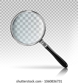 realistic magnifying glass on a transparent background