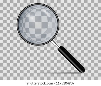  Realistic magnifying glass on a transparent background. 