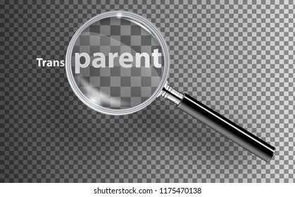 realistic magnifying glass on a transparent background. Realistic Magnifying glass lens for zoom on transparent background. 3d magnifier loupe vector illustration
