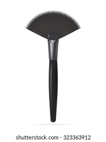 Realistic Make up Fan Brush Isolated on white background. Vector illustration