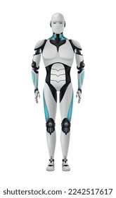 Robot macho real androide de visión frontal ilustración vectorial