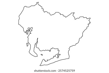 Realistic map of Aichi(line drawing), Vector Illustration