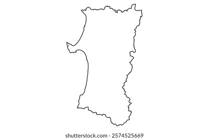 Realistic map of Akita(line drawing), Vector Illustration