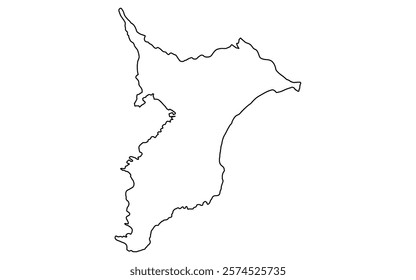 Realistic map of Chiba(line drawing), Vector Illustration