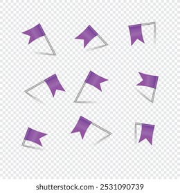 Realistic Map Flag Icon Set On Transparent Background  Vector Design.