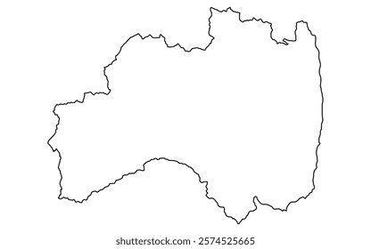 Realistic map of Fukushima(line drawing), Vector Illustration