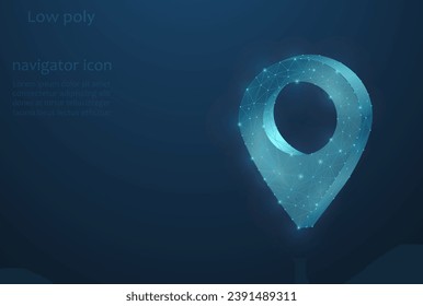 Realistic map label with a gradient on a dark blue background. Label for navigator with gradient.