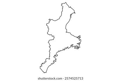 Realistic map of Mie(line drawing), Vector Illustration