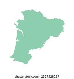 MAPA REALISTA DE NOUVELLE AQUITAINE REGION (NOUVELLE AQUITAINE RÉGION) FRANÇA, EUROPA