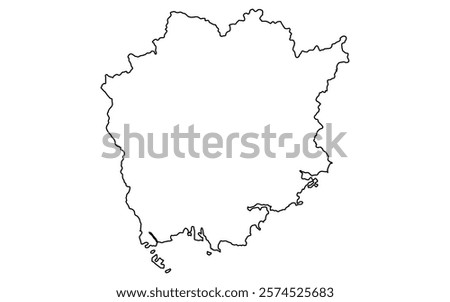 Realistic map of Okayama(line drawing), Vector Illustration