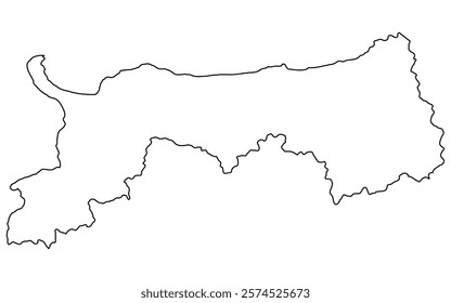 Realistic map of Tottori(line drawing), Vector Illustration