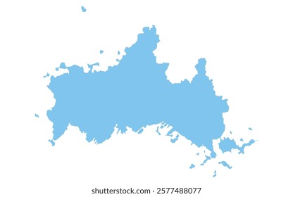 Realistic map of Yamaguchi prefecture, Japan Region, Vector Illustration