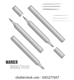 Realistic marker vector illustration. Double-sided marker.