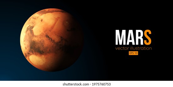 Realistic Mars planet from space. Vector illustration