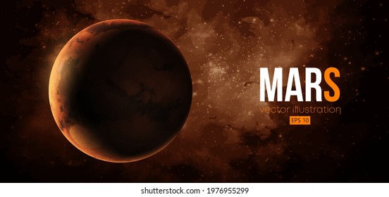 Realistic Mars planet from space. Vector illustration