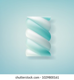 Realistic marshmallow candy. Illustration isolated on blue background. Graphic concept for your design