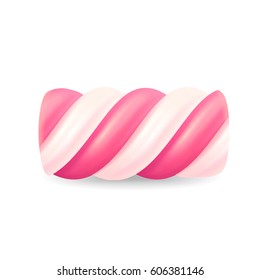 Realistic Marshmallows Candy Vector. Sweet Twist Illustration Isolated On White Background. Chewy Candy Good For Packaging Design