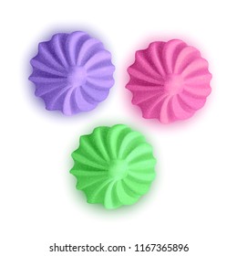 Realistic Marshmallows, colorful Candy on white background, Vector illustration