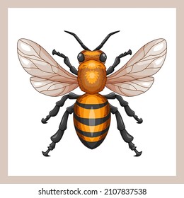 Realistic mascot drawing of bees with full of detail