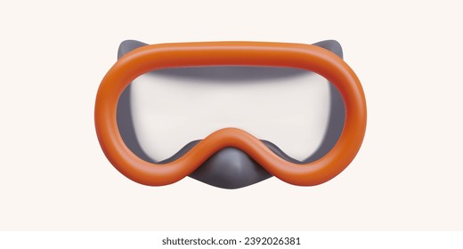 Realistic mask for scuba diving. Eye protection under water. Device for diving. Vector color mockup. Place for logo, title. Illustration for sports equipment store