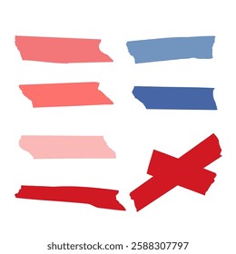 realistic Masking tape illustration elements set