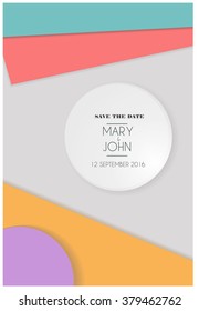Realistic material design paper. Trendy material design user interface template. Stylish trend abstract lines background with digital design concept. 