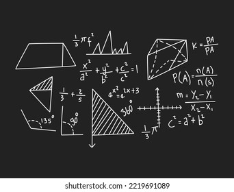 Realistic math chalkboard background illustration