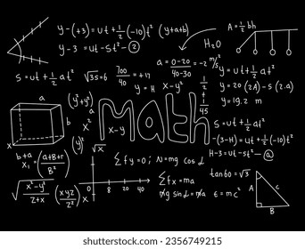 Realistic math chalkboard background illustration