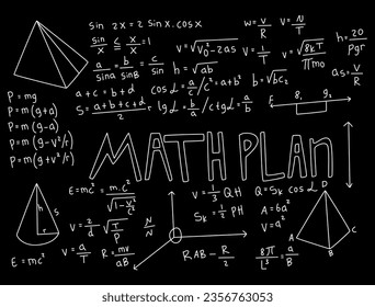 Realistic math chalkboard background illustration