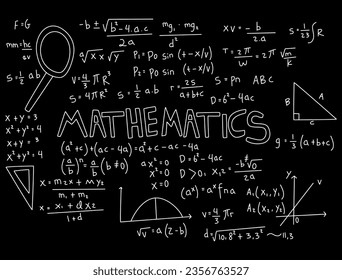Realistic math chalkboard background illustration