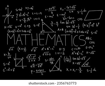 Realistic math chalkboard background illustration