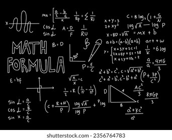 Realistic math chalkboard background illustration