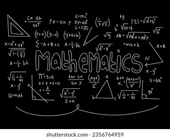 Realistic math chalkboard background illustration
