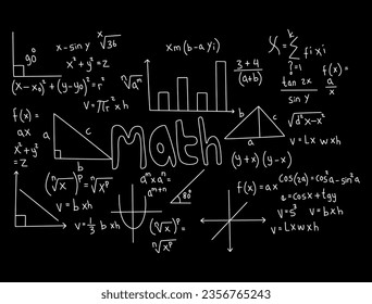 Realistic math chalkboard background illustration